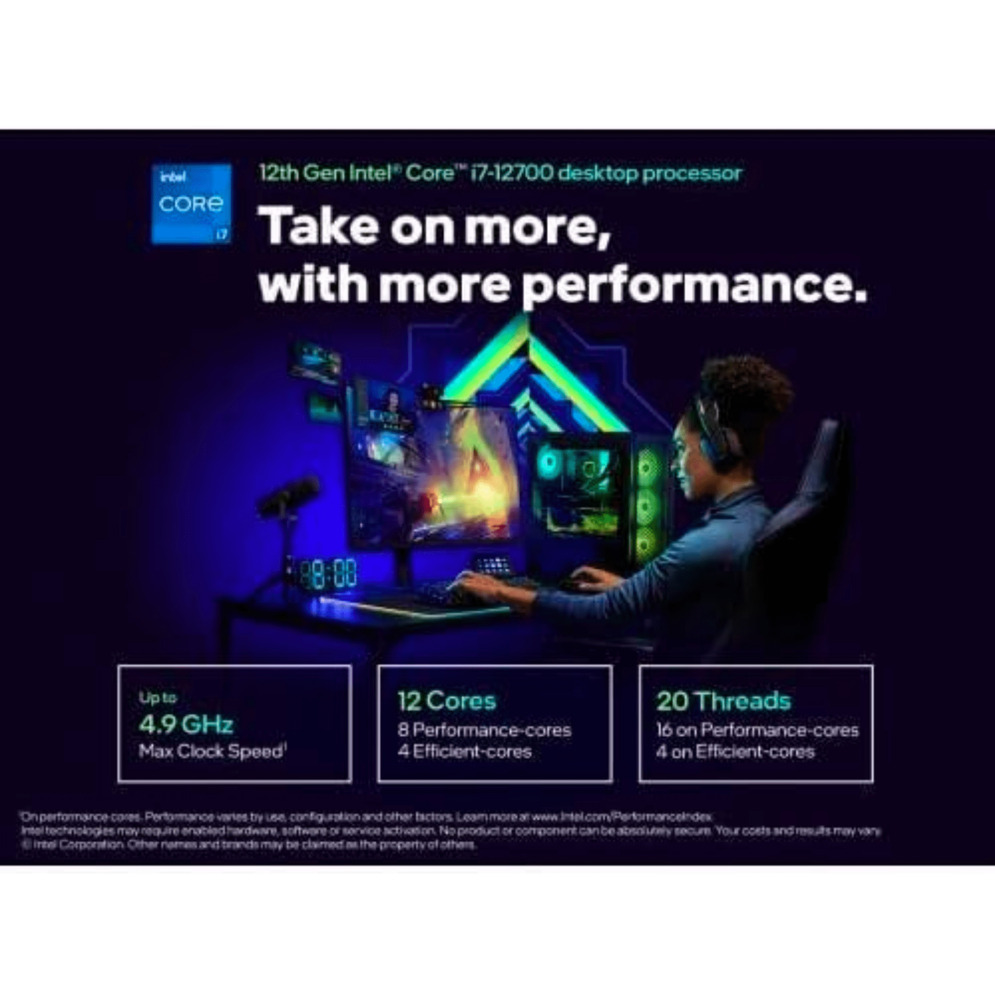 Intel i7-12700 12 Core 20 Thread/ 4.90GHz Max/ 2.10GHz Base/ 25mb/ LGA1700 Intel i7-12700 12 Core 20 Thread/ 4.90GHz Max/ 2.10GHz Base/ 25mb/ LGA1700
